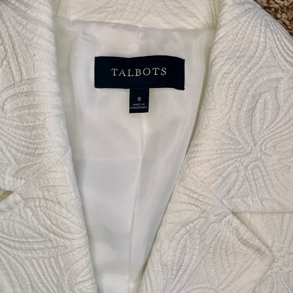 Talbots White Textured Dressy Jacket, Size 8 - Picture 5 of 6
